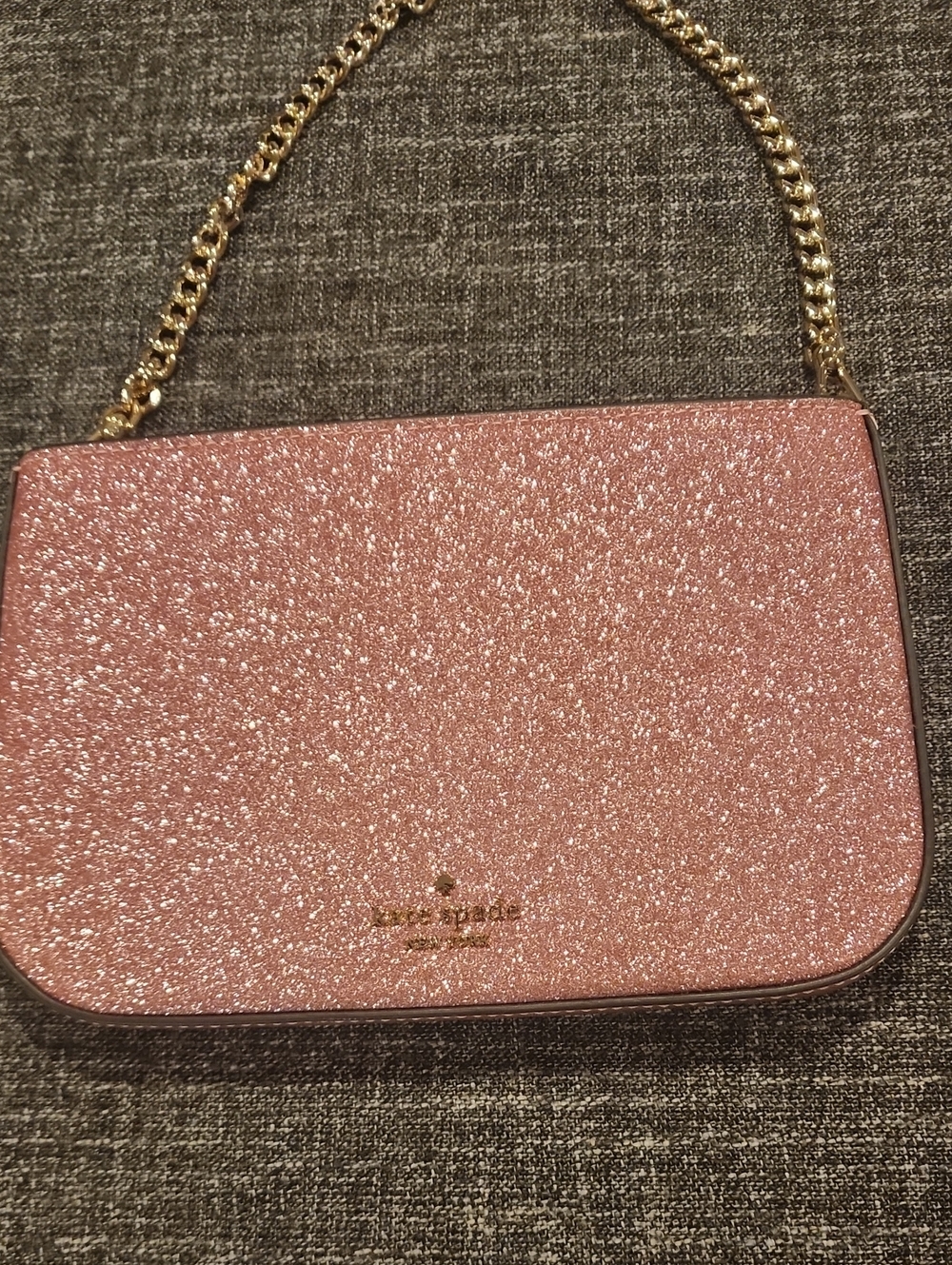 kate spade glitter pink chain-strap clutch